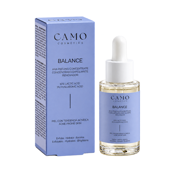CAMO BALANCE AHA Peeling Concentrate · Exfoliante facial con ácido láctico 10 % – 30 ml