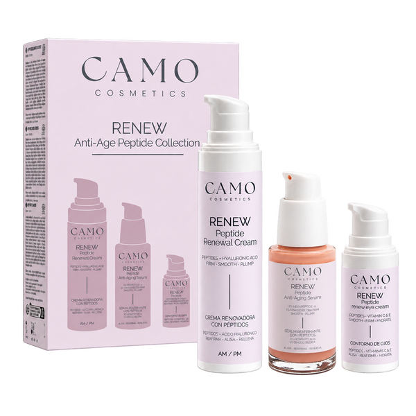 CAMO RENEW – Pack Antiedad con Péptidos: Sérum, Contorno de Ojos y Crema Facial AM/PM