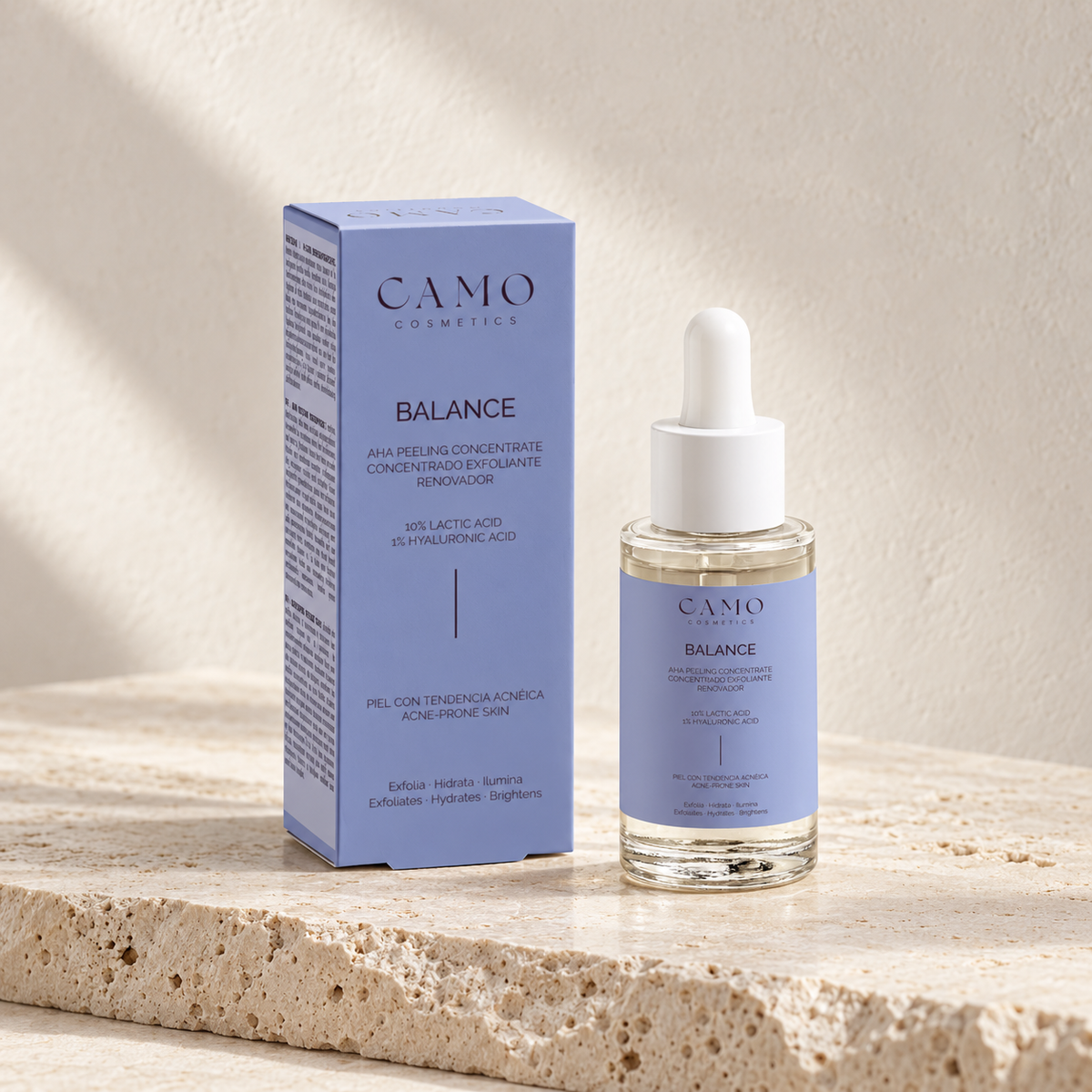 CAMO BALANCE AHA Peeling Concentrate · Exfoliante facial con ácido láctico 10 % – 30 ml - Detalle 3
