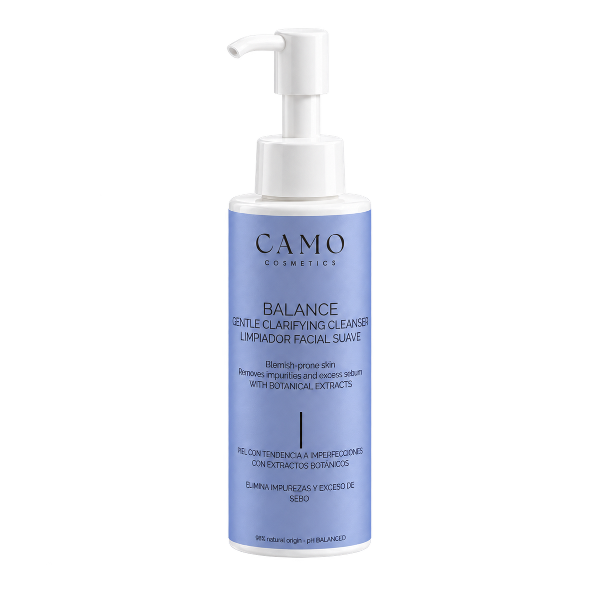 CAMO BALANCE · Limpiador facial suave para piel con tendencia acneica y con extractos botanicos 98% ingredientes naturales 140ml - Detalle 1