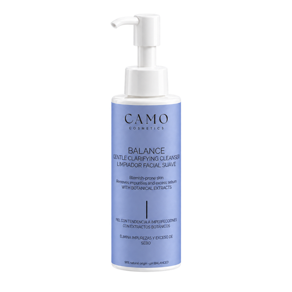 CAMO BALANCE · Limpiador facial suave para piel con tendencia acneica y con extractos botanicos 98% ingredientes naturales 140ml