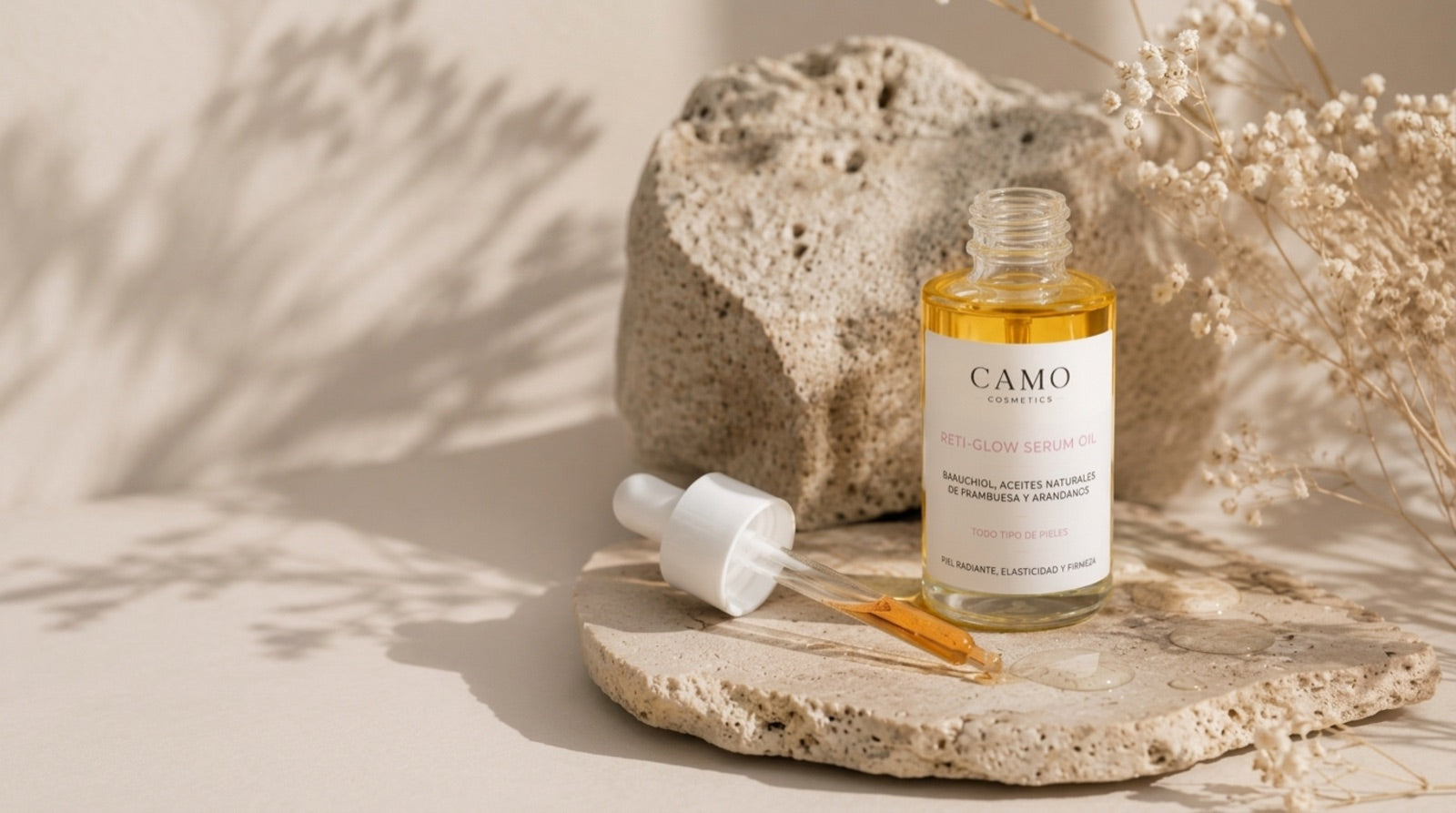 Reti-Glow Serum Oil sobre roca botánica CAMO Ultra HD